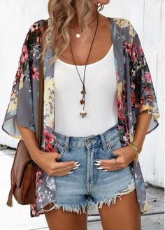 Color:Dark Grey;Size:S;Size:M;Size:L;Size:XL;Size:2XL;Size:3XL;Package Contents:1 X Cardigan;Occasion:Other;Style:Casual; Gilet Kimono, Very Short Dress, Kimono Beach, Chiffon Cardigan, Cardigan Plus Size, Kimono Floral, Cardigan Kimono, Floral Print Kimono, Casual Kimono