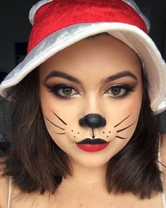 Diy Cat Makeup, Cat In The Hat Costume, Diy Costumes Kids Boys, Halloween Makeup For Kids, Cat Halloween Makeup, Meme Costume, Diy Costumes Women, Book Day Costumes