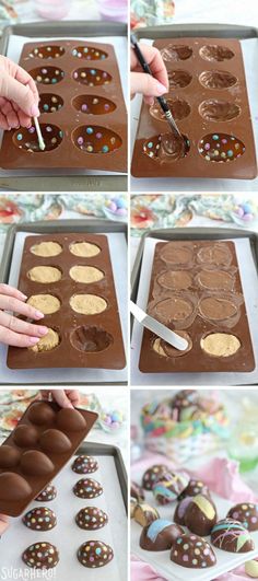 the process of making chocolate covered cookies is shown