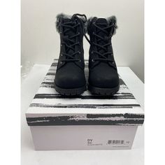 Dolce Vita Rei Girls Faux Fur Lined Combat Boots Sz 13 New Black Matte. Brand New In Box Little Girls Size 13 Trendy Black Winter Booties, Black Boots With Faux Fur Trim And Round Toe, Cute Black Lace-up Boots, Trendy Black Boots With Faux Fur Lining, Black Casual Boots With Faux Fur Trim, Black Synthetic Round Toe Booties, Black Boots With Faux Fur Lining And Round Toe, Glitter Combat Boots, Girls Combat Boots