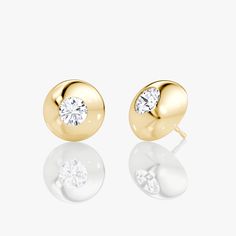 This Dome Stud offers a vintage-inspired alternative to traditional studs. 14k solid gold dome encircles an inlay set VRAI created diamond. Classic Diamond Earrings With Polished Finish For Formal Events, Classic Diamond Earrings With Polished Finish For Formal Occasions, Classic Formal Diamond Earrings With Polished Finish, 14k Gold Earrings For Anniversary With Timeless Design, Formal 14k Gold Earrings With Timeless Design, Yellow Gold Earrings With Timeless Design, Refined 14k Gold Round Earrings, Timeless Oval Yellow Gold Diamond Earrings, Timeless Design Round Earrings For Gift