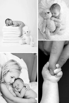 black and white photos of babies with their parents