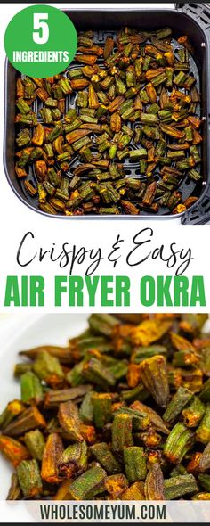 Air Fryer Okra Best Air Fryer Veggies, Okra Chips, Keto Vegetables, Healthy Fries, Keto Board