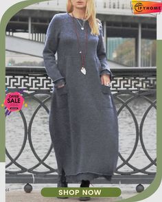 Plain Cotton Long Sleeve Dress Boho Styl, Long Sleeve Cotton Dress, Two Piece Jumpsuit, Dress Sleeve Length, Long Sleeve Dresses, Maxi Robes, Retro Women, Patchwork Dress, Sleeve Dresses