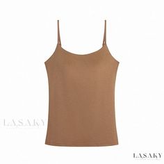 Lasaky - Seamless Push-Up Tank Top with Chest Pad and Thin Straps, Integrated Camisole, Hyaluronic Acid Moisturizing Underwear with Skin-Softening, Perfect Innerwear Basics Chest Pad, Types Of Collars, Hyaluronic Acid, Push Up, Camel, Tank Top, Crew Neck, Tank Tops, Skin