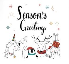 Seasons Greetings Typography, Wishing A Merry Christmas, Drawn Animals, Happy Christmas Greetings, Merry Christmas Typography, How To Draw Santa, Christmas Season Greetings, Doodle Background