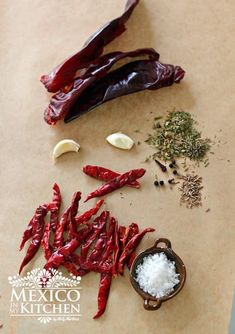 red peppers and other ingredients on a cutting board