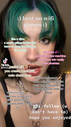 a woman with green hair and piercings is featured in an ad for the magazine