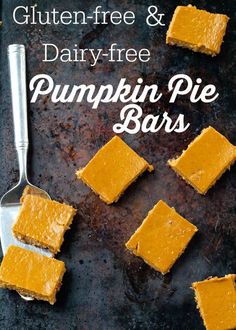 homemade gluten free and dairy - free pumpkin pie bars on a baking sheet