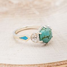 Turquoise Engagement Ring, Turquoise Ring Engagement, Staghead Designs, Lucy In The Sky, Turquoise Accents, Halo Style, Engagement Ideas, Colored Stone, Ring With Diamond