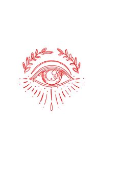 an all seeing eye with leaves around it and the third eye in the center, surrounded by rays