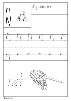 the letter n worksheet for children to practice handwriting and writing with their own hands