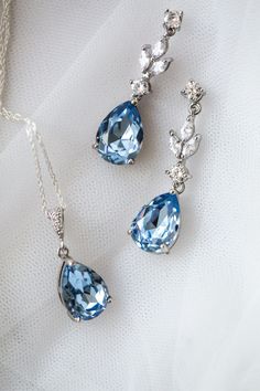 Blue Topaz Jewelry Set, Jewellery For Bride, Light Blue Jewelry, Earring Pendant Set, Blue Earrings Wedding, Light Blue Earrings, Sapphire Jewelry Set, Bridal Jewellery Set, Blue Jewelry Set