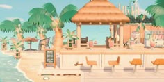 an animated image of a tropical bar on the beach