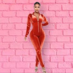 Fashion Nova Velvet Jumpsuit Size M Trendy Fitted High-waist Jumpsuits And Rompers, Trendy Fitted High Waist Jumpsuits And Rompers, Trendy Fitted Overall Bodysuit, Tan Jumpsuit, Spandex Jumpsuit, Black Pantsuit, Fashion Nova Jumpsuit, 70 Fashion, Fitted Jumper