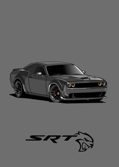 a black and gray car with the word srt on it