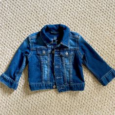 Never Worn Perfect Condition Jean Jacket Blue Cotton Outerwear By Gap, Playtime Denim Jacket With Pockets, Blue Denim Jacket For Playtime In Fall, Blue Denim Jacket For Fall Playtime, Long Sleeve Denim Jacket With Pockets For Playtime, Blue Gap Outerwear With Pockets, Gap Blue Long Sleeve Outerwear, Fall Denim Jacket For Playtime With Long Sleeves, Long Sleeve Denim Jacket For Fall Playtime