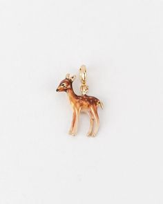 Enamel Fawn Charm | Fable England – Fable England US Deer Nails, Fable England, Fable Stories, The Fable, Nostalgic Memories, Cotton Pouch, Moon Collection, Gold Plated Bangles