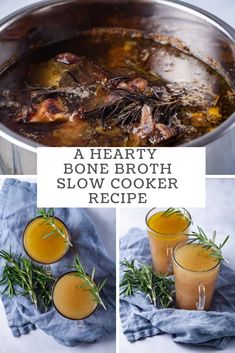 the recipe for bone broth slow cooker is shown