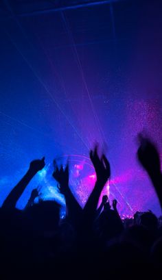 silhouettes of people at a concert with their hands in the air