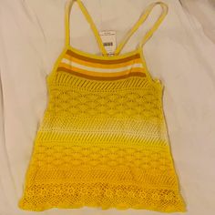 Nwt Free People Boho Crocheted Tank. Darling In Person Just, Unique And Soft Yellow And White Colors. Just A Tad Too Big On Me. Casual Knitted Tops For Beach Season, Yellow Beach Tank Top, Yellow Tank Top For The Beach, Fitted Yellow Crochet Top For Spring, Fitted Yellow Cotton Crochet Top, Yellow Stretch Tops For Beach Season, Fitted Yellow Crochet Top For Summer, Fitted Yellow Tank Top For Beach Season, Yellow Crochet Top For Beach Season