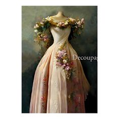 a dress with flowers on it and the words decouppa written in front of it