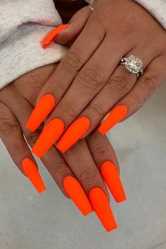 Bright Summer Acrylic Nails, Orange Acrylic Nails, Neon Acrylic Nails, French Pedicure, Summer Nail Art, Summer Acrylic Nails, Neon Nails, Winter Nail, Orange Nails