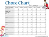 a chore chart with two children on skis