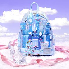 Cinderella Christmas, Cinderella Aesthetic, Decorated Wreaths, Disney Loungefly, Castle Tower, Disney Merch, Loungefly Bag, Disney Handbags, Mini Backpacks