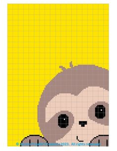 a pixellated image of a slotty bear on a yellow background