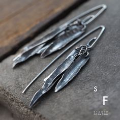 "Earrings is made of sterling silver 925  Measurements: Silver elements 1.1\" - 1.4\" / 28-37 mm Earrings total length: 2.64 inches / 6,7 cm Single earring's weight: 3.3 g (The weight and length may vary slightly depending on the earwire type) Thank you for visiting!" Artistic Hand Forged Sterling Silver Earrings, Handmade Nature-inspired Silver Earrings, Handmade Silver Nature-inspired Earrings, Unique Hand Forged Sterling Silver Earrings, Handmade Sterling Silver Nature-inspired Earrings, Handmade Artistic Sterling Silver Earrings, Handmade Artistic Silver Earrings, Artistic Earrings, Silver Leaf Earrings