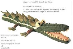 an image of a fake alligator with eyes and teeth