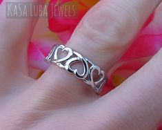 Hearts Love Sterling silver ring sizes 4-11 SOLID sterling stamped 925 silver Tarnish free 4 5 6 7 8 9 10 11 *IF YOUR SIZE ISNT SHOWING, MESSAGE ME. I might be sold out and will be able to replenish shortly* Top of ring height: 6.2mm Band width: 3mm Shank width: 2.4mm This is a High Polished solid sterling silver ring with Rhodium plating to prevent tarnishing. Nothing but the best from my custom jewelry store. --------------------------- Please follow care instructions. Any rings with stones, r Rings With Stones, Heart Shaped Ring, Open Heart Ring, Sterling Silver Toe Rings, Marcasite Ring, Ring Heart, Silver Toe Rings, Bold Rings, Heart Shaped Rings