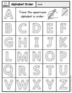 an alphabet order worksheet with the letters and numbers to be used in this activity