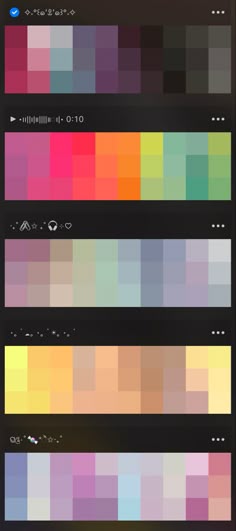 the color palettes are all different colors, but there is no image on them