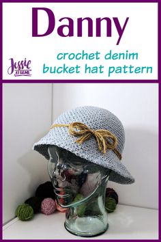 a crochet hat pattern is displayed on a mannequin head