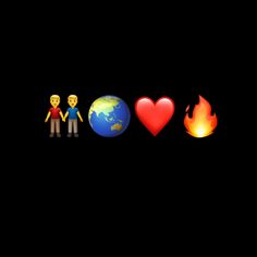 two people standing next to each other in front of a black background with the earth and fire