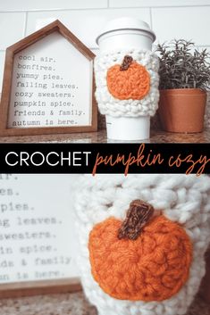 crochet pumpkin cozy mug cozys are the perfect fall decor idea for your coffee cup