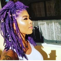 Purple Dreadlocks, Purple Dreads, Dyed Dreads, Colored Dreads, Dreads Girl, Dreads Styles