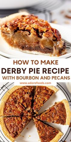 how to make derby pie recipe with bourbon and pecans on the side, including one slice missing