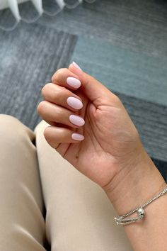 Soft pink nails on short almond nails. Gorgeous, chic, natural, beautiful. Soft Pink Nails Almond Shape, Short Biab Extensions, Very Short Nails Ideas Simple Summer, Short Soft Nails, Baby Pink Natural Nails, Short Almond Manicure, Baby Pink Gel Nails Short, Short Acrylic Nails Designs Almond, Short Almond Natural Nails