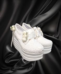 Heel height: 9 cm to 3,5 inch Made of high quality materials that will suit under your comfortable casual wedding dress.  A comfortable elegance and height combination that you can use on your wedding day, special invitations and will make you look great. Made of high quality lace and fabric It will look great under the wedding dress and will provide comfort all day long. bridal shoes, evening dress shoes, bridesmaid shoes, converse for daily use Tulle shoes, Lace Shoes, Bridal Sneakers, Bridal Synthetic Platform Wedding Shoes With Round Toe, Synthetic Wedding Shoes With Platform And Round Toe, Synthetic Round Toe Wedding Shoes With Platform, White Synthetic Round Toe Wedding Shoes, White Lace-up Wedding Shoes For Formal Occasion, White Lace-up Heels For Ceremony, Platform Synthetic Wedding Shoes, Wedding Platform Heels In Synthetic Material, White Wedge Heel Wedding Shoes