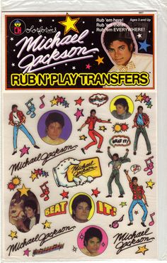 michael jackson's stickers are shown in this advertisement for the movie, run - n - play transferers