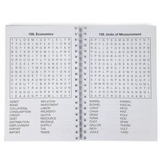 an open book with words and pictures on the pages that appear to be word search