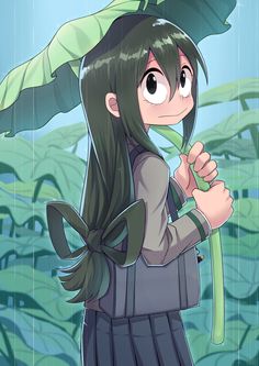 a girl with long hair holding an umbrella in the rain