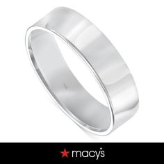 a white gold wedding ring on a black background with the words macy's written below it