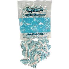 the bag of blue and white striped cotton swabs