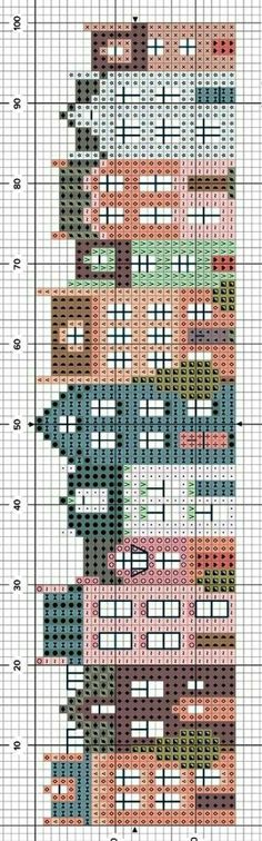 a cross stitch pattern with the image of a building