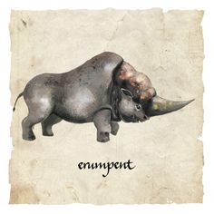 an elephant is depicted with the word enumpent