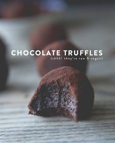 chocolate truffles on a table with the words chocolate truffles